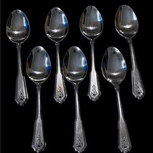 Stanley Roberts Rogers BRENTWOOD - NORCREST Beaded Soup Spoons Lot of 7